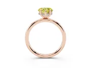 Fancy Yellow Heart Cut Diamond Solitaire Ring Set in Rose gold with Thin Band and Prong Setting