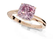 Cushion Cut Bypass Solitaire Engagement Ring Setting for a Fancy Pink Lab-Grown Diamond | Rose Gold