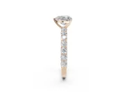Heart-Shaped Shared Prong Engagement Ring Setting | Two-Row Band | Rose Gold