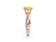 Fancy Yellow Oval Cut Diamond Twist Band Solitaire Set in Rose gold with Pavé Accents and Prong Setting