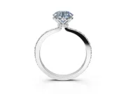 Round Hidden Halo Engagement Ring Setting for a Fancy Blue Lab-Grown Diamond | Pavé Band | Sterling Silver