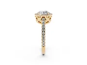 Round Halo Engagement Ring Setting | Half Pave Band | Yellow Gold
