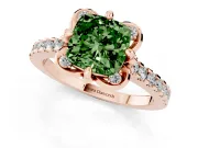 Cushion Cut Floral Petal Engagement Ring Setting for a Fancy Green Lab-Grown Diamond | Petal Accents | Rose Gold