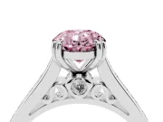 Oval Cathedral Channel Set Engagement Ring Setting for a Fancy Pink Lab-Grown Diamond | Double Claw Prongs | White Gold