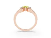 Fancy Yellow Pear Cut Diamond Twisted Band Solitaire Ring Set in Rose gold with Scroll Prongs