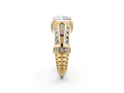 Radiant Cut Diamond Vintage-Inspired Milgrain Ring Set in Yellow gold with Accent Split Shank
