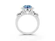 Round Floral Engagement Ring Setting for a Fancy Blue Lab-Grown Diamond | Petal Frame | Platinum