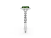 Fancy Green Emerald Cut Diamond Halo Engagement Ring Set in Platinum with Pavé Band and Prong Setting
