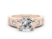 Cushion Cut Tension Style Engagement Ring Setting | Flush Set Accents | Rose Gold