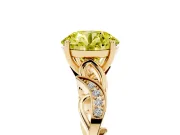 Round Vine Engagement Ring Setting for a Fancy Yellow Lab-Grown Diamond | Yellow Gold