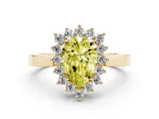 Pear-Shaped Scalloped Halo Engagement Ring Setting for a Fancy Yellow Lab-Grown Diamond | Flat Plain Band | Yellow Gold