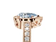 Pear-Shaped Milgrain Halo Engagement Ring Setting for a Fancy Blue Lab-Grown Diamond | Wide Pavé Band | Rose Gold
