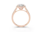 Princess Cut Raised Halo Engagement Ring Setting | Pave Band | Rose Gold