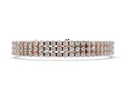 Round Lab-Grown Diamond Three-Row Tennis Bracelet | Claw Prong Cups | Rose Gold