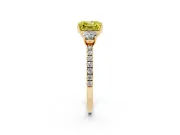 Asscher Cut Three Stone Engagement Ring Setting for a Fancy Yellow Lab-Grown Diamond | Pave Shoulders | Yellow Gold