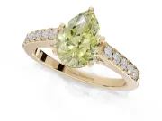 Pear-Shaped Pavé Engagement Ring Setting for a Fancy Yellow Lab-Grown Diamond | Crossover Gallery | Yellow Gold