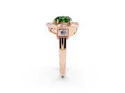 Fancy Green Heart Cut Diamond Milgrain Halo Ring Set in Rose gold with Split Shank