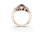 Oval Three Stone Split Shank Engagement Ring Setting for a Black Center | Matching Sides | Rose Gold