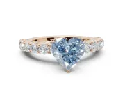 Heart-Shaped Shared Prong Engagement Ring Setting for a Fancy Blue Lab-Grown Diamond | Rose Gold