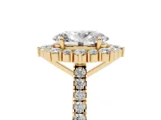 Oval Scalloped Halo Engagement Ring Setting | Single Row Pave | Yellow Gold