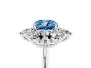 Cushion Cut Cluster Halo Engagement Ring Setting for a Fancy Blue Lab-Grown Diamond | Two-Size Accents | Sterling Silver