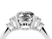 Oval Cluster Accent Engagement Ring Setting for a Black Center | Plain Band | Sterling Silver