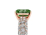 Emerald Cut Multi Row Pave Engagement Ring Setting for a Fancy Green Lab-Grown Diamond | Rose Gold