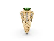 Radiant Cut Art Deco Engagement Ring Setting for a Fancy Green Lab-Grown Diamond | Yellow Gold