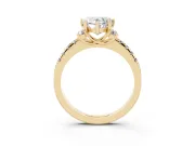 Heart-Shaped Side Stone Pave Engagement Ring Setting | Paired Round Accents | Yellow Gold