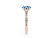 Oval Hidden Halo Engagement Ring Setting for a Fancy Blue Lab-Grown Diamond | Pavé Band | Rose Gold