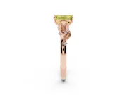 Emerald Cut Leaf Solitaire Engagement Ring Setting for a Fancy Yellow Lab-Grown Diamond | Rose Gold