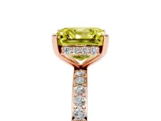 Fancy Yellow Asscher Cut Diamond Pavé Band Ring Set in Rose gold with Prong-Set Center Stone
