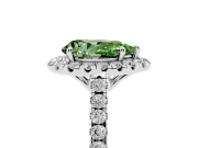 Pear-Shaped Raised Halo Engagement Ring Setting for a Fancy Green Lab-Grown Diamond | Pave Band | Sterling Silver