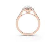 Oval Raised Halo Engagement Ring Setting | Pave Band | Rose Gold