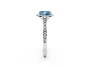 Princess Cut Floral Petal Engagement Ring Setting for a Fancy Blue Lab-Grown Diamond | Petal Accents | Sterling Silver