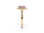 Oval Halo Engagement Ring Setting for a Fancy Pink Lab-Grown Diamond | Bezel Stations | Yellow Gold