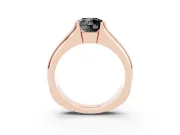 Round Half Bezel Solitaire Engagement Ring Setting for a Black Center | Wide Band | Rose Gold