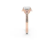 Asscher Cut Floral Pavé Engagement Ring Setting | Petal Accents | Rose Gold