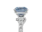 Asscher Cut Pavé Solitaire Engagement Ring Setting for a Fancy Blue Lab-Grown Diamond | Crossover Gallery | Platinum