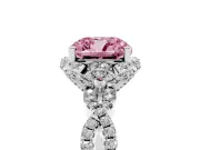 Fancy Pink Cushion Cut Diamond Halo Twist Band Solitaire Ring Set in Silver with Prong-Set Center Stone