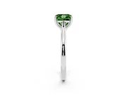 Fancy Green Princess Cut Diamond Solitaire Ring Set in Silver with Cathedral Band and Prong Setting