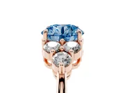 Round Cluster Side Stone Engagement Ring Setting for a Fancy Blue Lab-Grown Diamond | Rose Gold