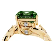 Asscher Cut Twisted Bypass Engagement Ring Setting for a Fancy Green Lab-Grown Diamond | Yellow Gold
