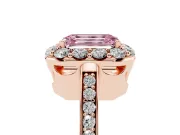 Emerald Cut Floral Halo Engagement Ring Setting for a Fancy Pink Lab-Grown Diamond | Large Round Accents | Rose Gold