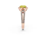 Radiant Cut Floral Halo Engagement Ring Setting for a Fancy Yellow Lab-Grown Diamond | Pavé Split Shank | Rose Gold