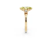 Fancy Yellow Three-Stone Marquise Cut Diamond Ring Set in Yellow gold with Prong Setting and Plain Band