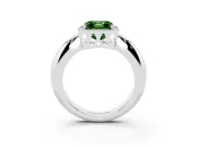 Fancy Green Asscher Cut Diamond Halo Engagement Ring Set in Platinum with Plain Split Shank and Prong Setting