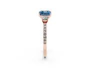 Asscher Cut Three Stone Engagement Ring Setting for a Fancy Blue Lab-Grown Diamond | Pave Shoulders | Rose Gold