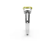 Emerald Cut Three Stone Engagement Ring Setting for a Fancy Yellow Lab-Grown Diamond | Basket Prong Heads | Platinum