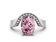 Oval Bypass Solitaire Engagement Ring Setting for a Fancy Pink Lab-Grown Diamond | Pavé Ribbon | Sterling Silver